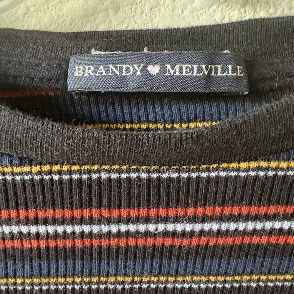 Brandy Melville Multicolor Striped Long Sleeve Top - Picture 2 of 3